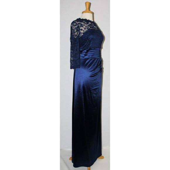 Miusol 3312 Satin & Lace Mother of Bride or Groom Gown-Size XL-NAVY BLUE- NEW - Picture 5 of 8
